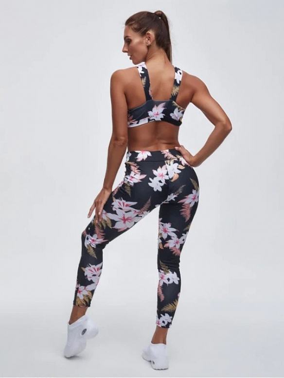Damen Yoga-Set mit Blumendruck ST058