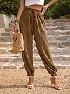 Unifarbene Hose mit hoher Taille und Kordelzug HS971