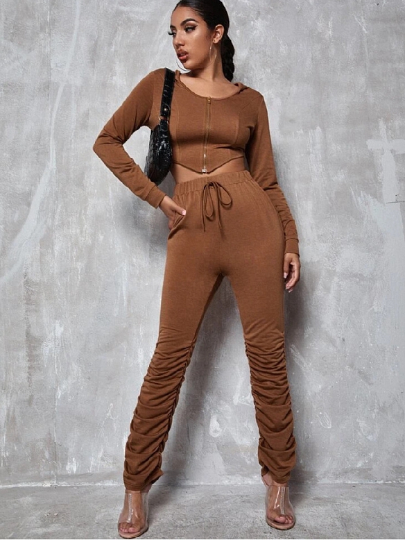 Damen Jogginghose mit Band vorn und Rüsche HS565