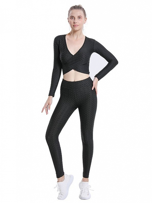 Hohe Taille Fitness-Hose Yoga-Anzug für Frauen ST307