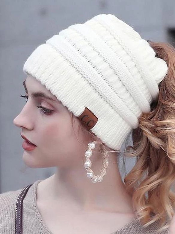 Damen Gestrickt verdicken Hut Mit Zöpfen Loch Loop  AS007