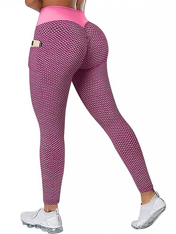 Hip Lift Taschen Honeycomb hohe Taille Plus Größe Yoga-Hosen Casual Fitness HS685