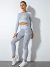 Hohe Taille Tummy Tuck Yoga Hose offener Hals Sport Set ST269