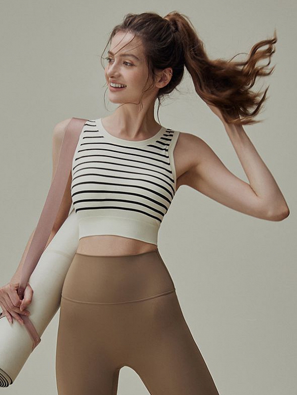 Gestreifter Fitness-BH mit hohem Stretchanteil FT257