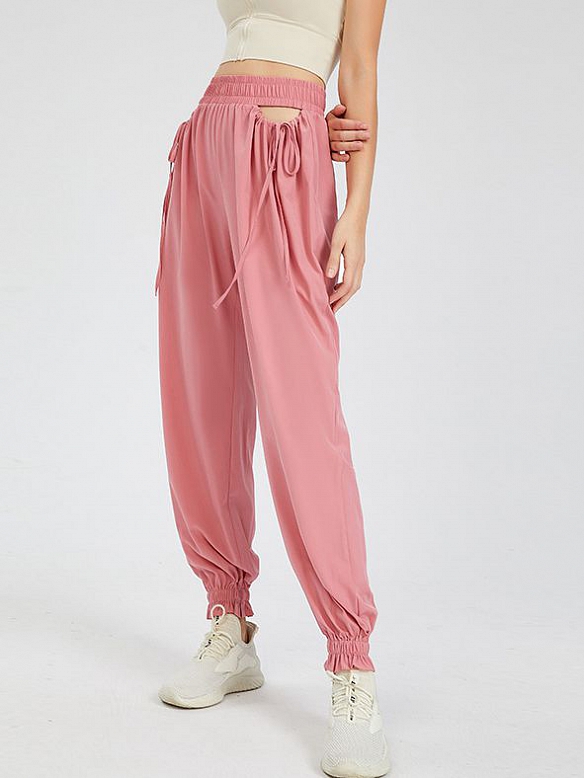 Locker sitzende Lauf-Yoga-Haremshose mit Schlitz und hoher Taille Fitnesshose  HS691