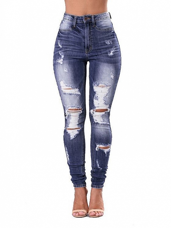 Dehnbare skinny Bettlerjeans für Frauen HS915