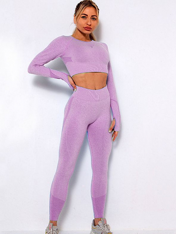 Nahtlos gestricktes Yoga-Kleidungsset mit langen Ärmeln ST243