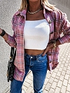 Damen Karierte Oversized Langarmshirt  FT196