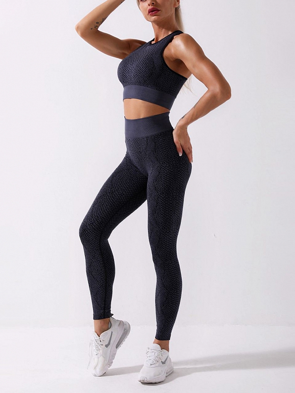 Damen Serpentin Sportanzüge Set High Waist Outfit ST139