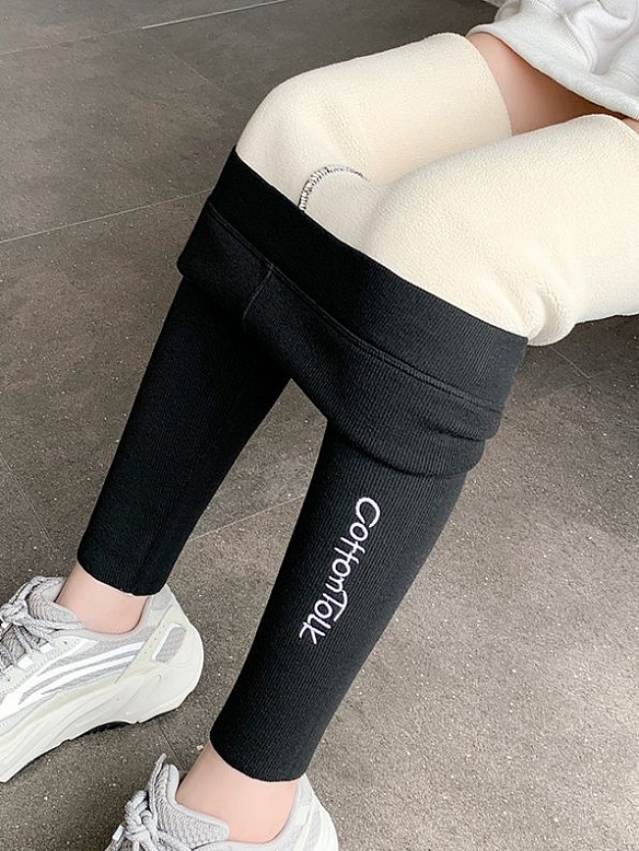 Hochtaillierte, eng anliegende Hose aus verdickter Fleece-Baumwolle HS843