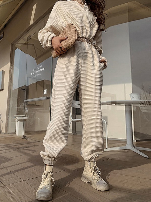 Damen Waffel Freizeitanzug Set ST191