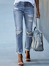 Zerfetzte Raw Saum Jeans HS927