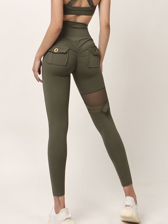 Hohe Taille laufen äußeren Boden Patchwork Yoga-Hose HS805