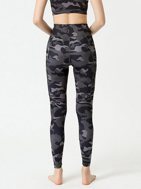 Damen Trainingsanzug Camouflage Sporthose Leggings mit Taschen HS390