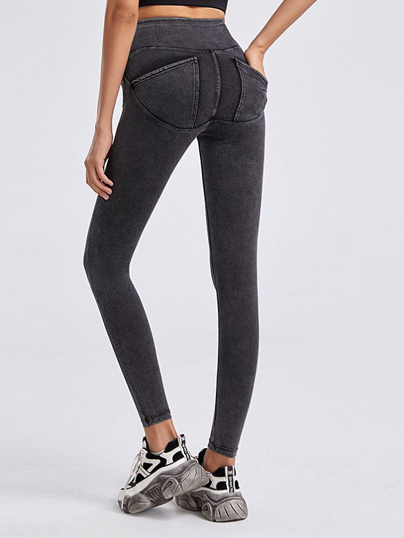 Rauchgraue Jeans mit hoher Taille HS729