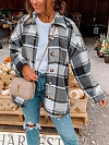 Damen Oversized Karierte Hemdjacke Langarm FT194