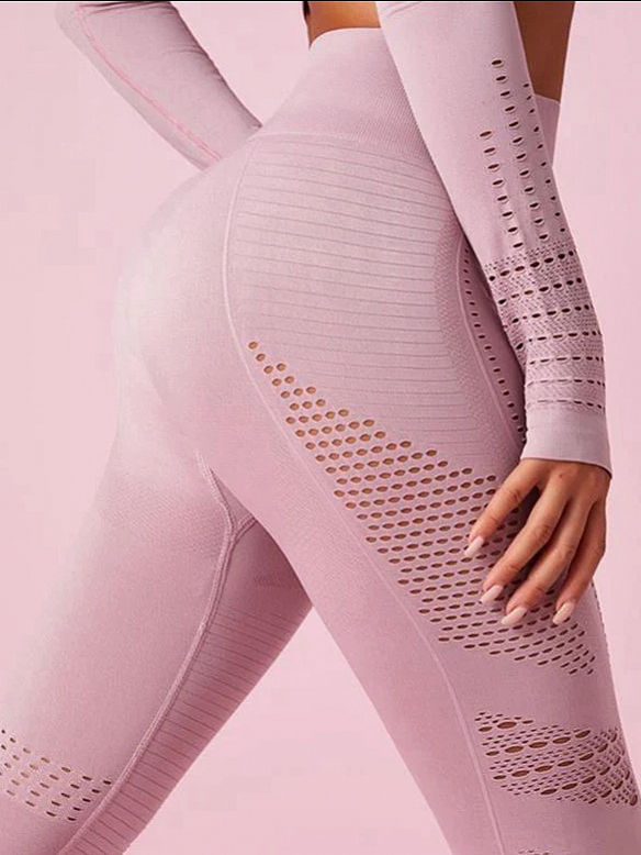 ZASUWA Damen-Lift-Leggings Netz feste Farbe hohe Taille Leggings   HS813