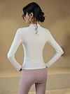 Top Women's Stand Up Neck Zip Shirt Running Gym Long Sleeve PF022