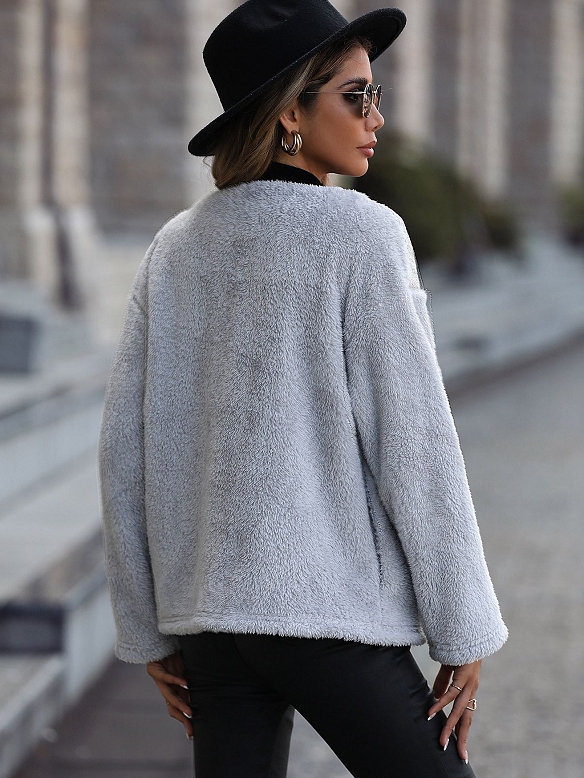 Wendejacke aus Fleece mit Rundhalsausschnitt und Reißverschluss FT288