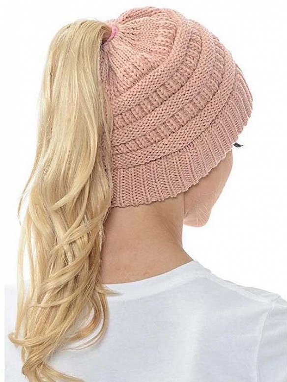 Damen Gestrickt verdicken Hut Mit Zöpfen Loch Loop  AS007