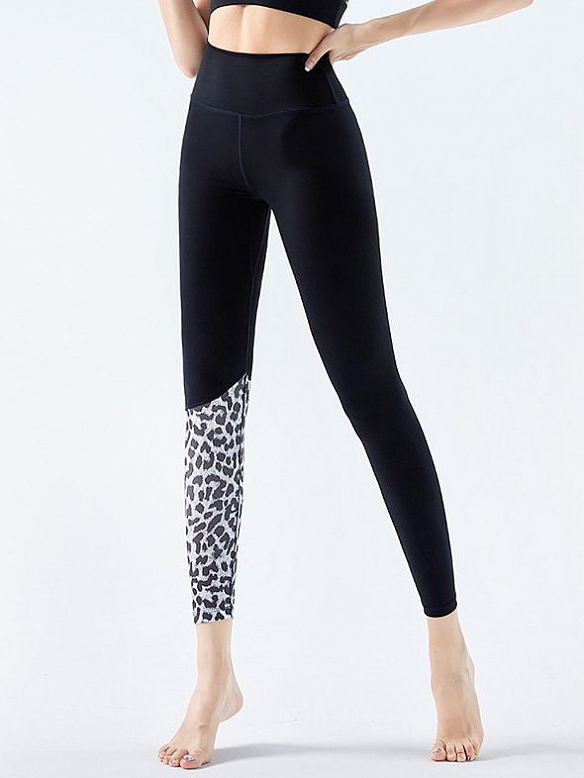 Hochtaillierte, hüftbetonte, schnell trocknende, eng anliegende, bedruckte Colour-Blocking-Hose HS694