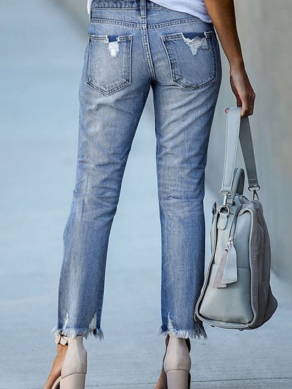 Gewaschene und ausgefranste Slim-Fit-Chinos mit Fransen HS942