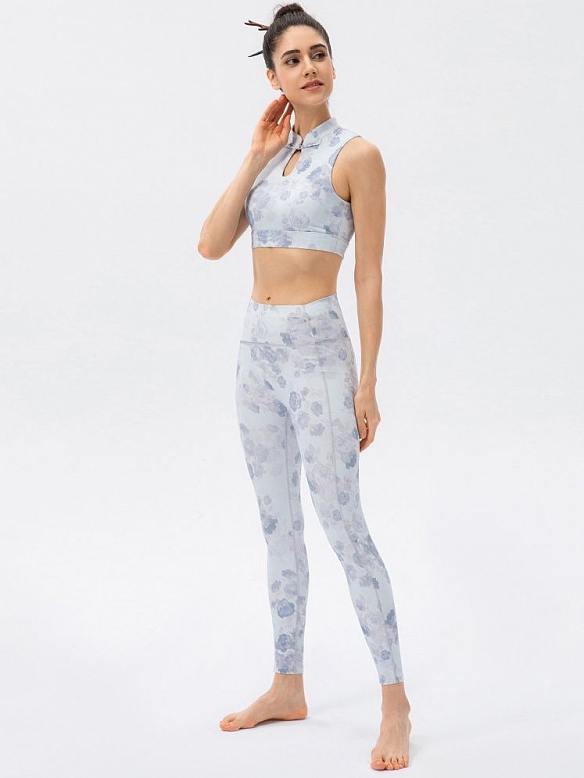 Einteiliger Yoga-Anzug mit Stehkragen und Verschluss  ST281