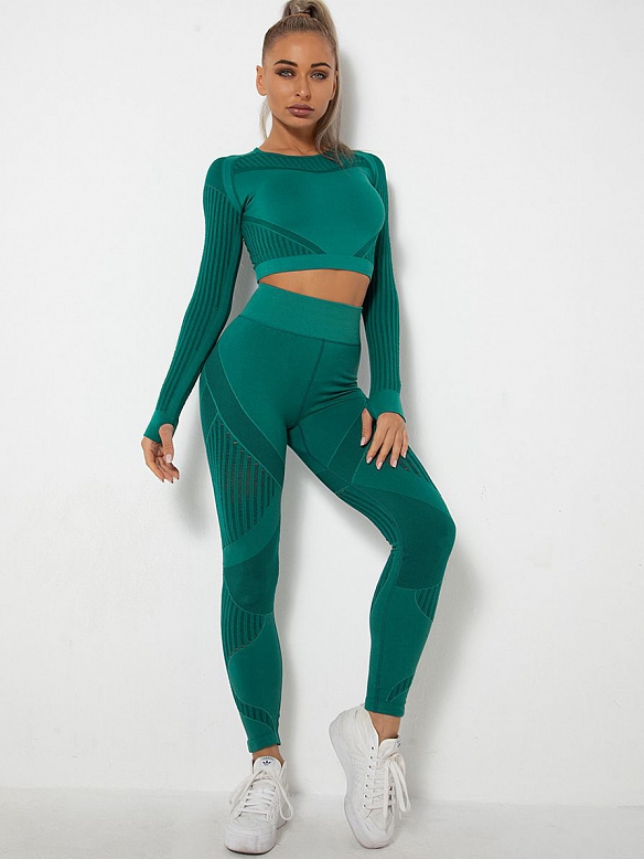 Nahtlos ausgeschnittenes, feuchtigkeitstransportierendes Yoga-Langarmset  ST222