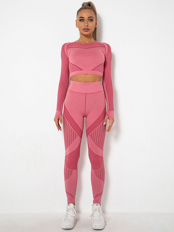 Nahtlos ausgeschnittenes, feuchtigkeitstransportierendes Yoga-Set ST215