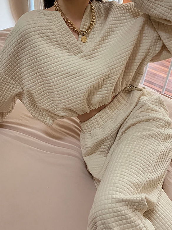 Damen Waffel Freizeitanzug Set ST191