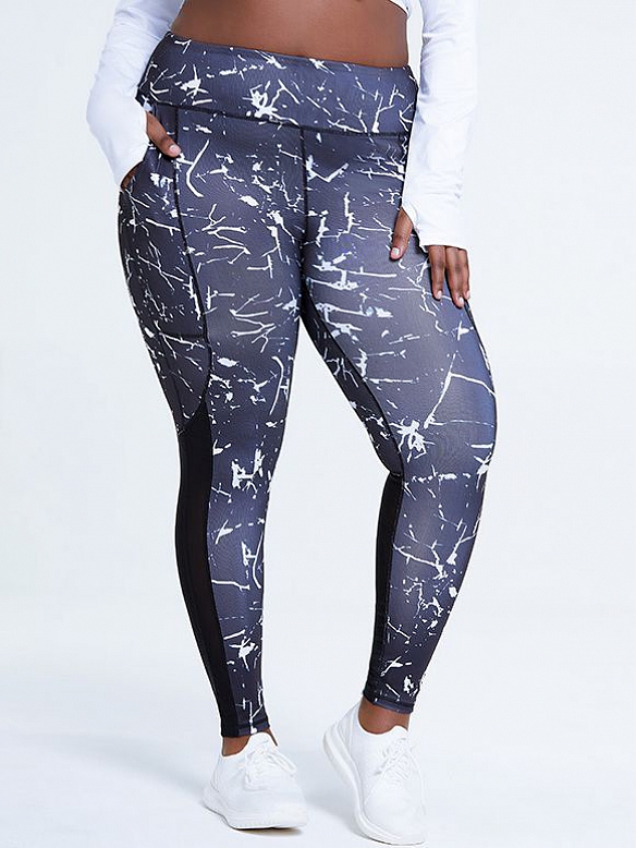 Damen Gemusterte Leggings mit Mesh PL006