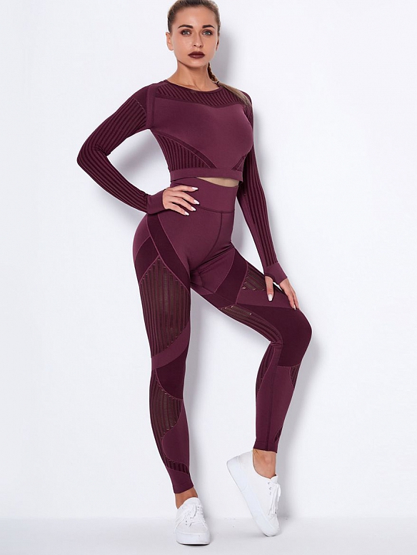 Nahtlos ausgeschnittenes, feuchtigkeitstransportierendes Yoga-Set ST215