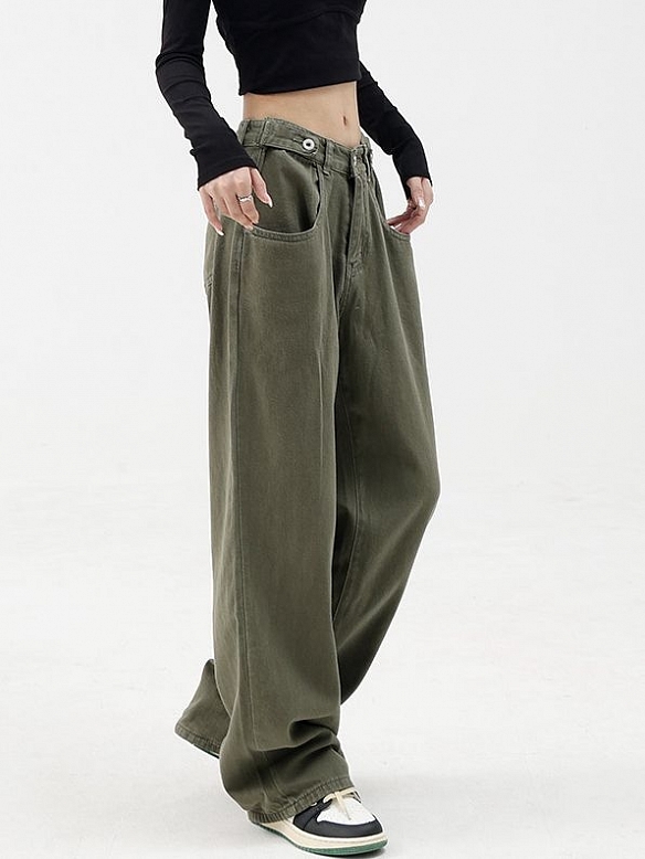 Hose mit mittlerer Taille und weitem Bein HS967