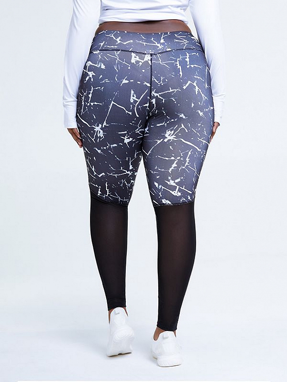 Damen Gemusterte Leggings mit Mesh PL006