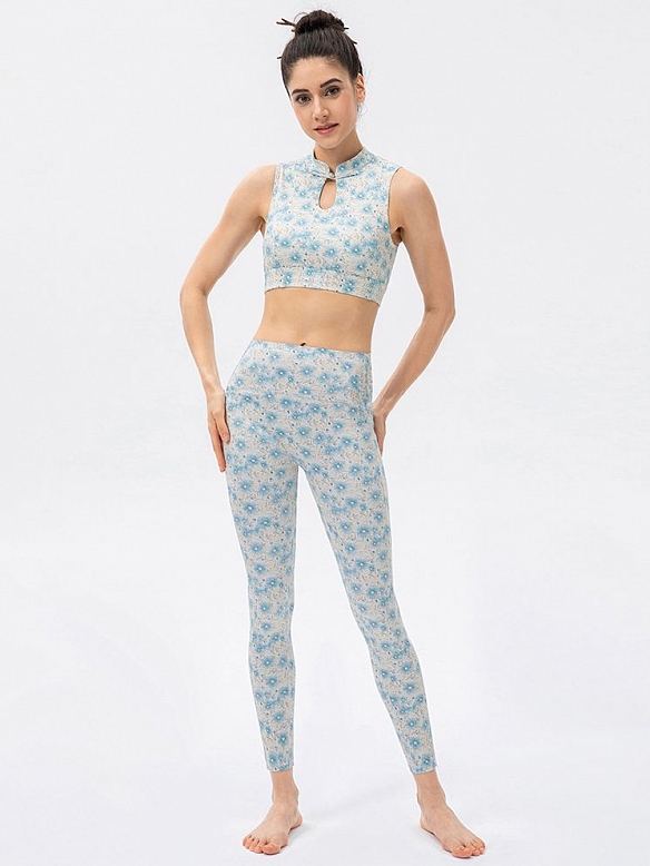 Einteiliger Yoga-Anzug mit Stehkragen und Verschluss  ST281