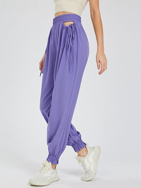 Locker sitzende Lauf-Yoga-Haremshose mit Schlitz und hoher Taille Fitnesshose  HS691