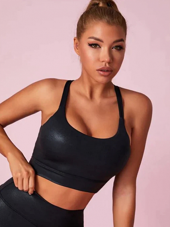 ZASUWA Sport-BHs für Frauen Mattes Leder I-förmiger Sport-BH　FT273