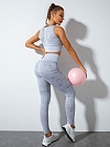 Hohe Taille Tummy Tuck Yoga Hose offener Hals Sport Set ST269