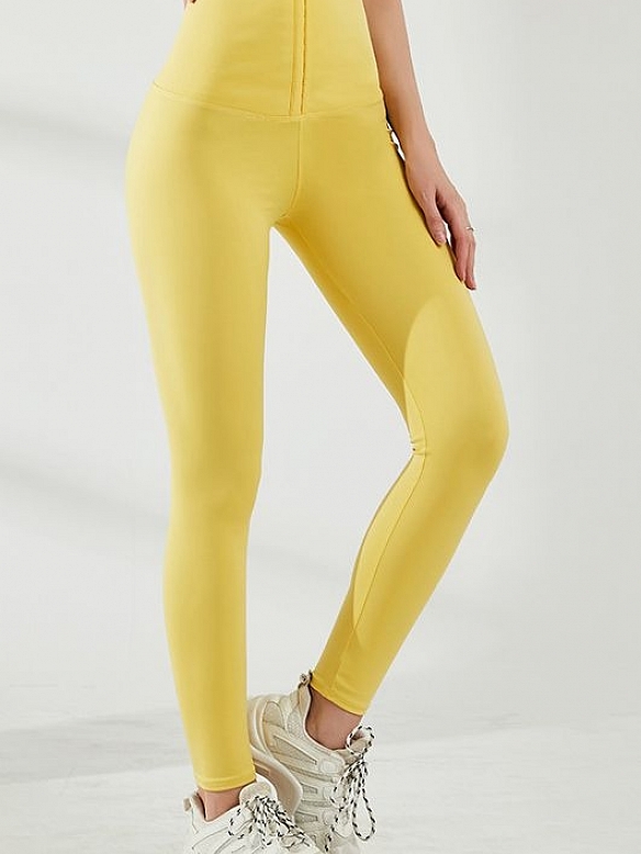 Unifarbene Yoga-Hose mit Knopfverschluss HS937