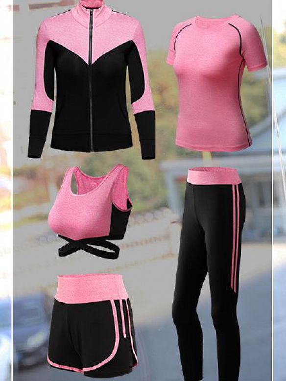 Yoga Kleidung Anzug 5er-Set Trainingsanzug Laufbekleidung Gym Fitness Kleidung ST098