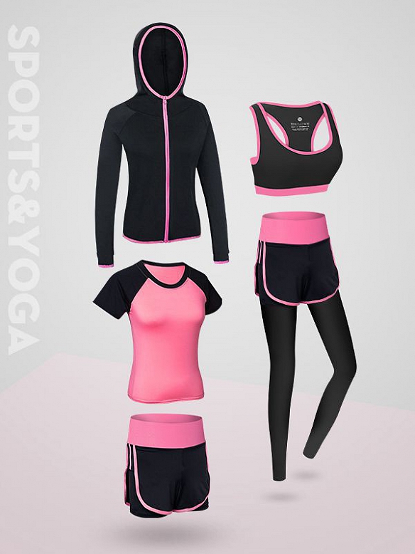 YOGA KLEIDUNG ANZUG 5ER-SET TRAININGSANZUG LAUFBEKLEIDUNG GYM FITNESS KLEIDUNG  ST096 