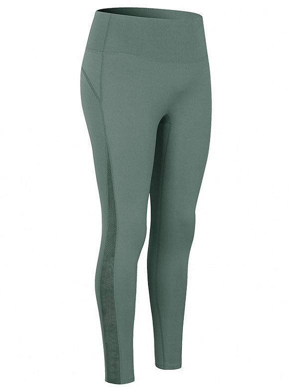 Damen Trainingsanzug Lange Mesh Leggings Yogahose Sorthose mit Tasche HS627