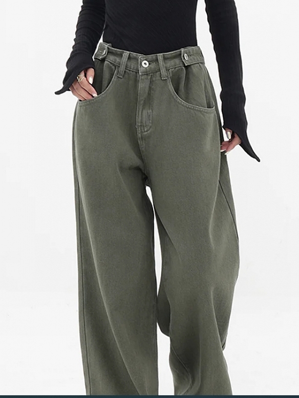 Hose mit mittlerer Taille und weitem Bein HS967