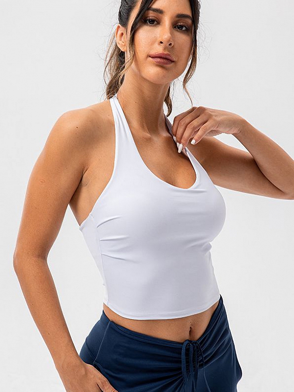 Hängender Hals Sportunterwäsche für Frauen mit Brustpolster zurück Yoga-Tank-Top FT252