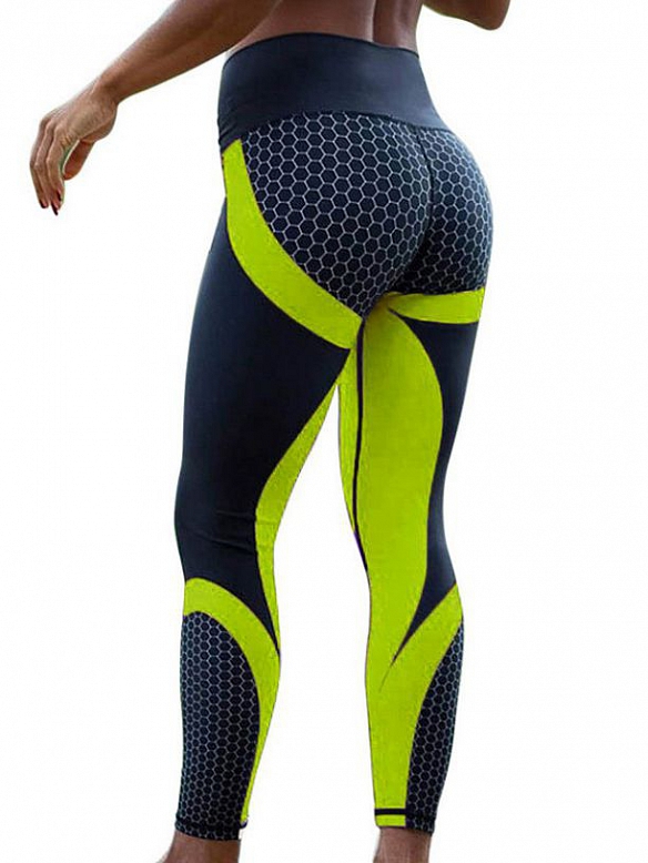 Hochtaillierte, hüftstraffende Yogahose mit wabenförmigem Digitaldruck HS671