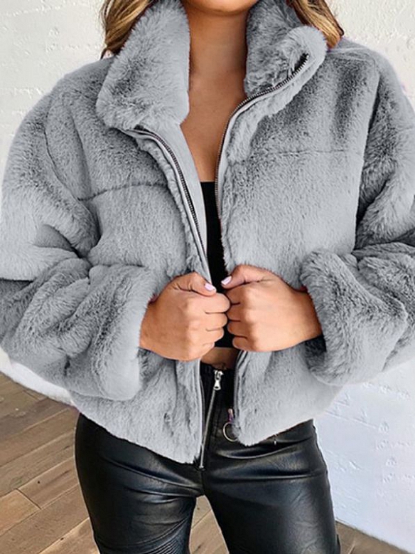 Herbst/Winter Kaninchenpelz Kunstpelz Plüsch warmer Mantel　FT241