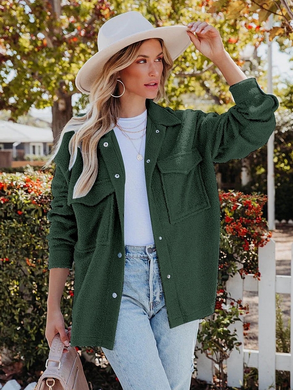 Winter Revers und Tasten Temperament und vielseitige Tweed-Jacke Frauen FT286