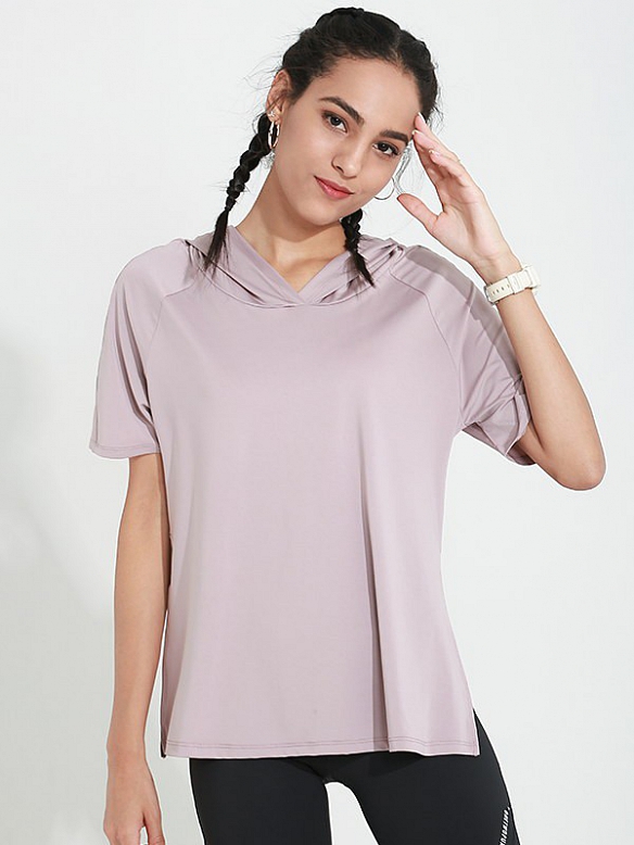 Damen Kurzärmliges Sport Kapuzenshirt FT091