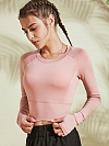 Damen Langärmliges Sport Shirt Crop Top FT082
