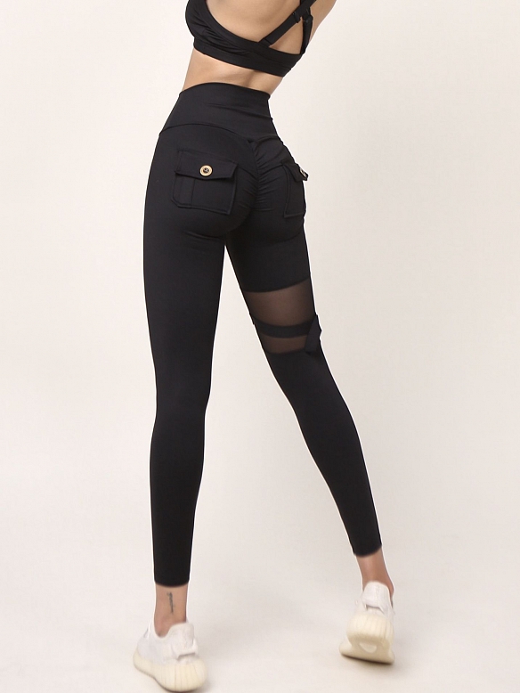 Hohe Taille laufen äußeren Boden Patchwork Yoga-Hose HS805